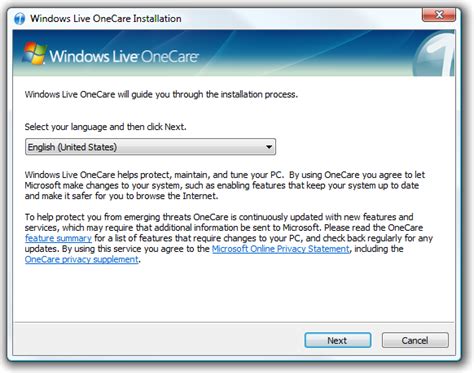 windows live onecare features